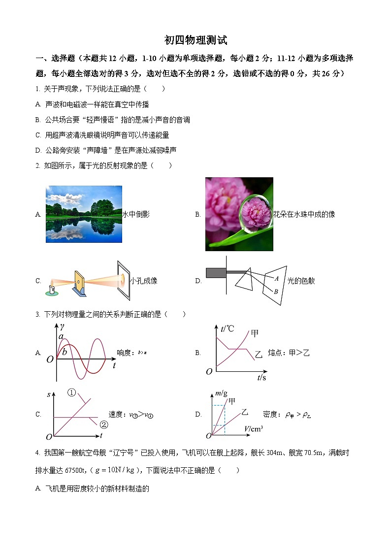 2024年山东省威海市经济技术开发区皇冠中学中考一模物理试题（原卷版+解析版）01