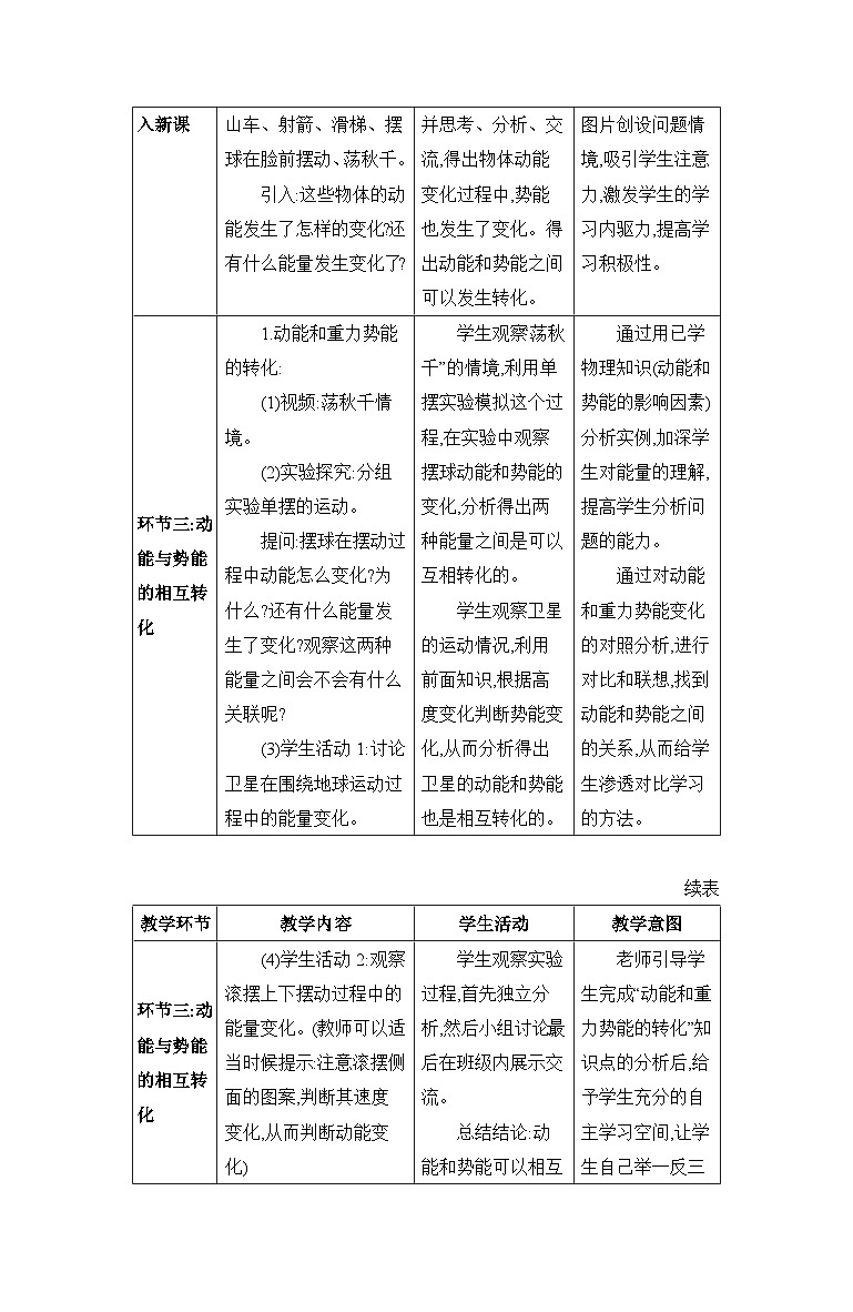 第12章机械能12.2 机械能的转化 & 12.3 水能和风能精品教案（教科版八下）03