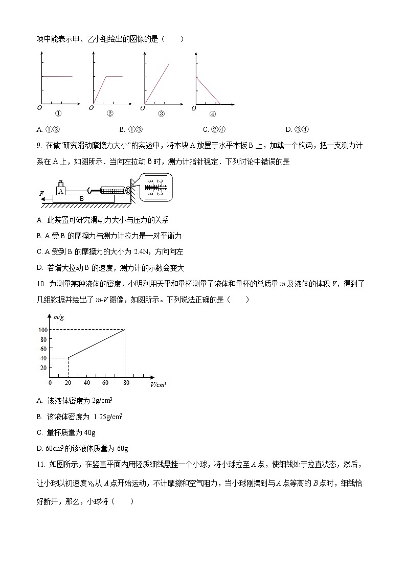 +江苏省苏州市工业园区星汇学校2023-2024学年八年级下学期期中物理模拟+第3页