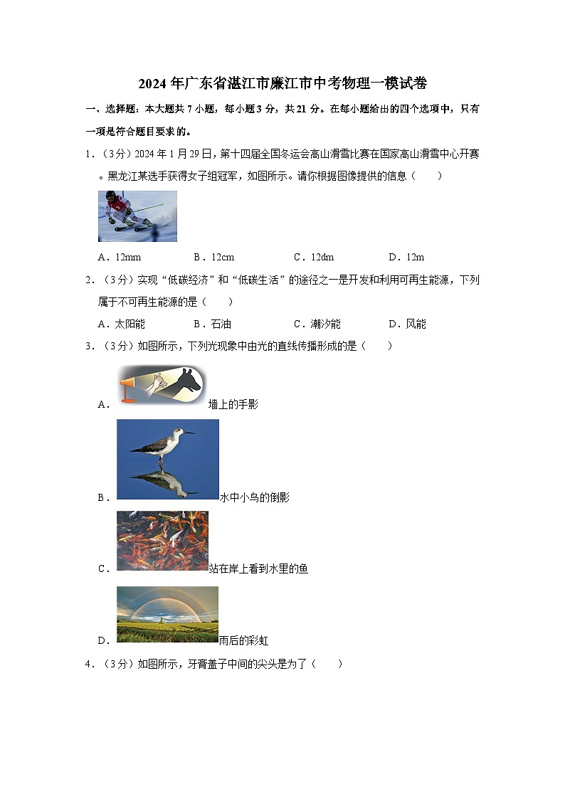 2024年广东省湛江市廉江市中考物理一模试卷01