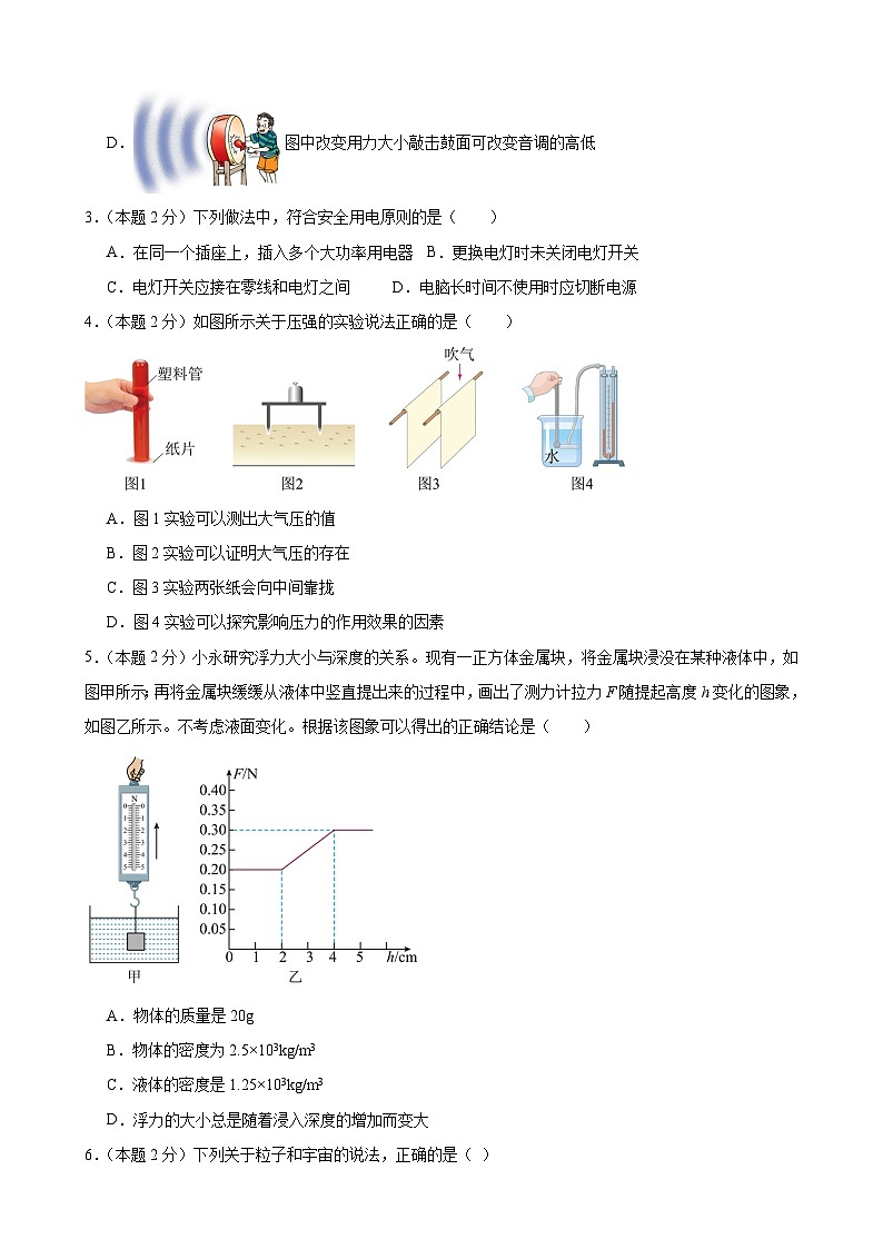 2024年江苏省物理中考模拟考试（南通卷）0102