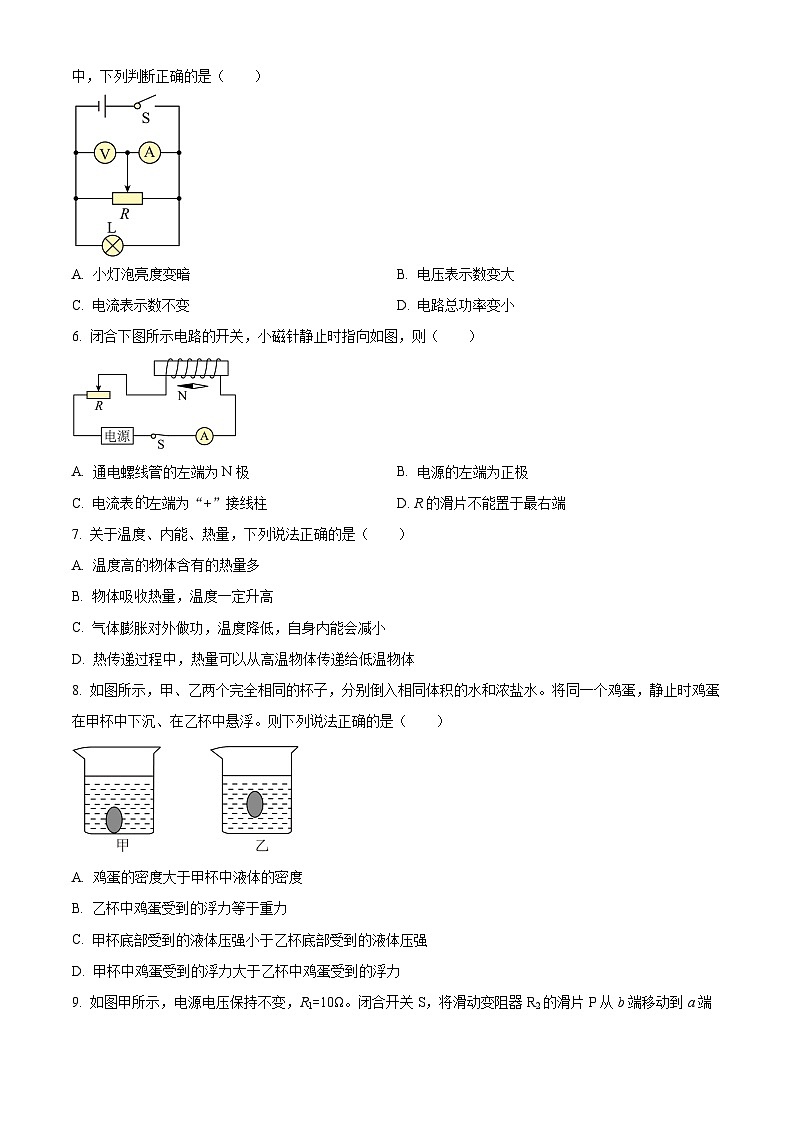 2024年辽宁省沈阳市中考物理模拟试题（原卷版+解析版）02