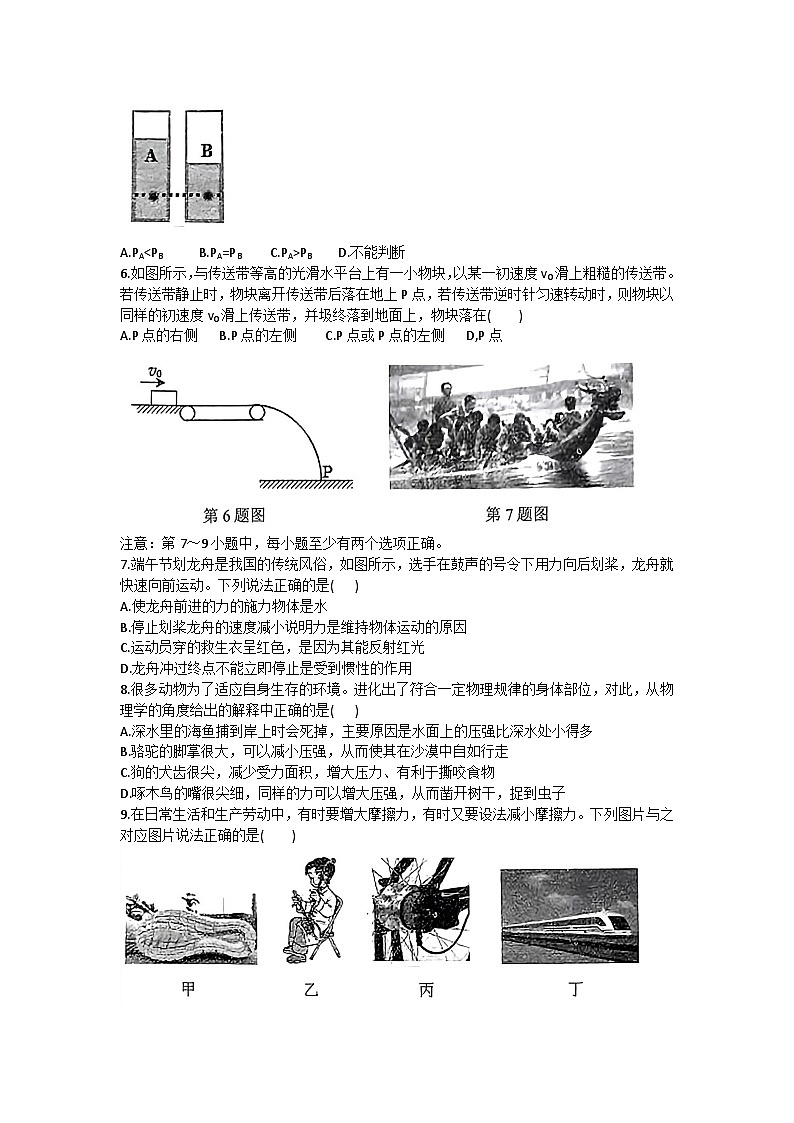 辽宁省大连市金普新区2023-2024学年下学期八年级物理月考试题（4月）第2页