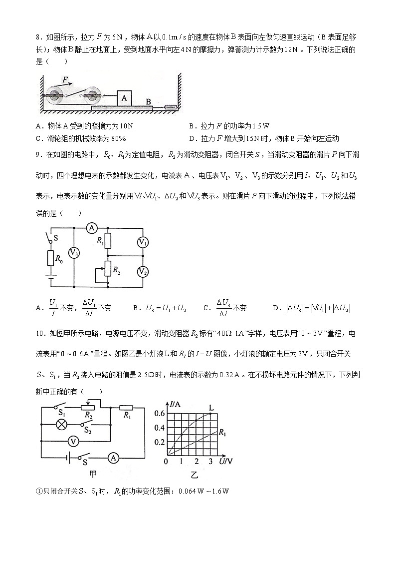 2024年四川省德阳市旌阳区中考一模考试物理试题(无答案)03