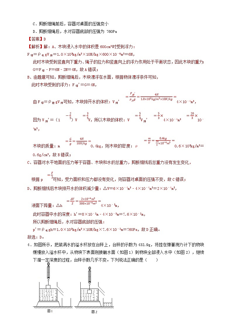 中考物理一轮复习考点过关 专题22浮力与压强的综合（知识点复习+例题讲解+过关练习） （含解析）第3页