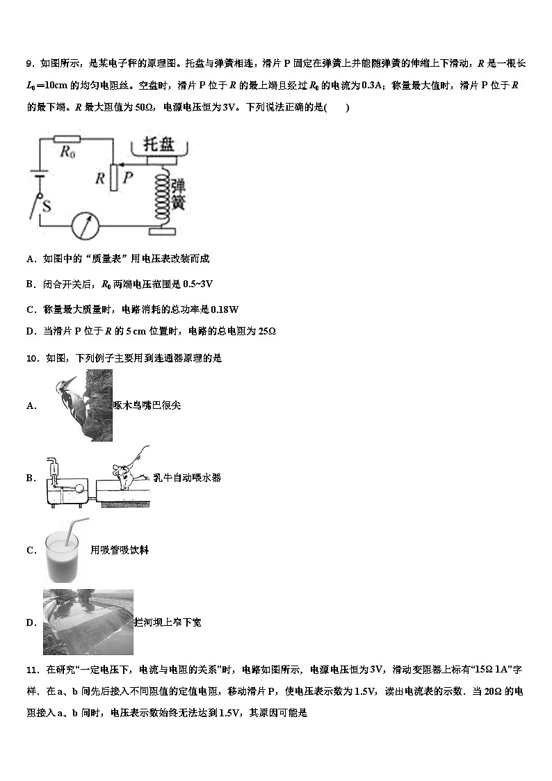 2023年云南省红河州物理九年级第一学期期末学业水平测试试题含解析03