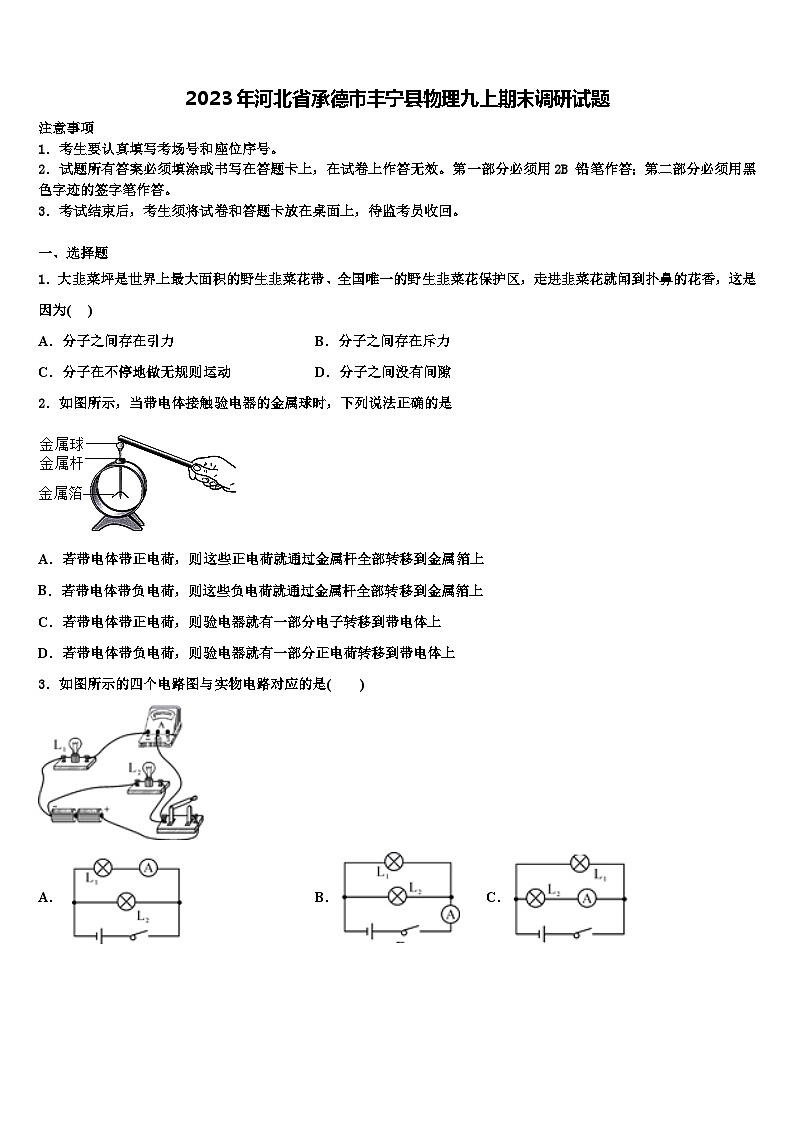 2023年河北省承德市丰宁县物理九上期末调研试题含解析第1页