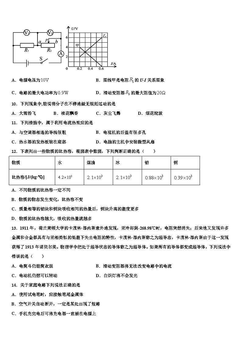 2024届广东省深圳市桃源中学九年级物理第一学期期末质量检测模拟试题含解析第3页