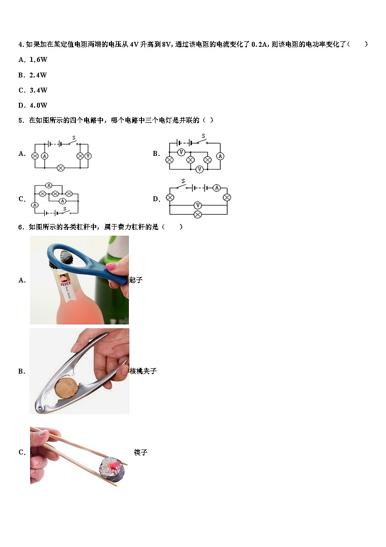2024届眉山市重点中学九年级物理第一学期期末达标检测模拟试题含解析02
