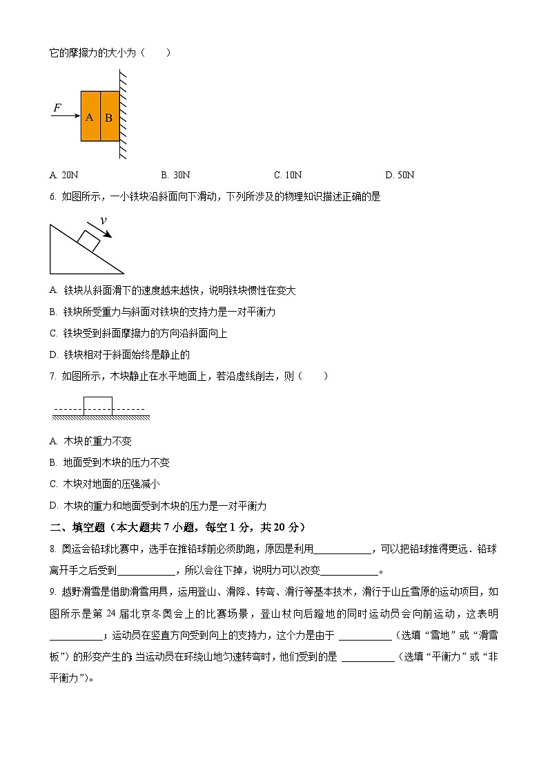 广东省云浮市云城区云浮市云浮中学2023-2024学年八年级下学期3月月考物理试题（原卷版）第2页