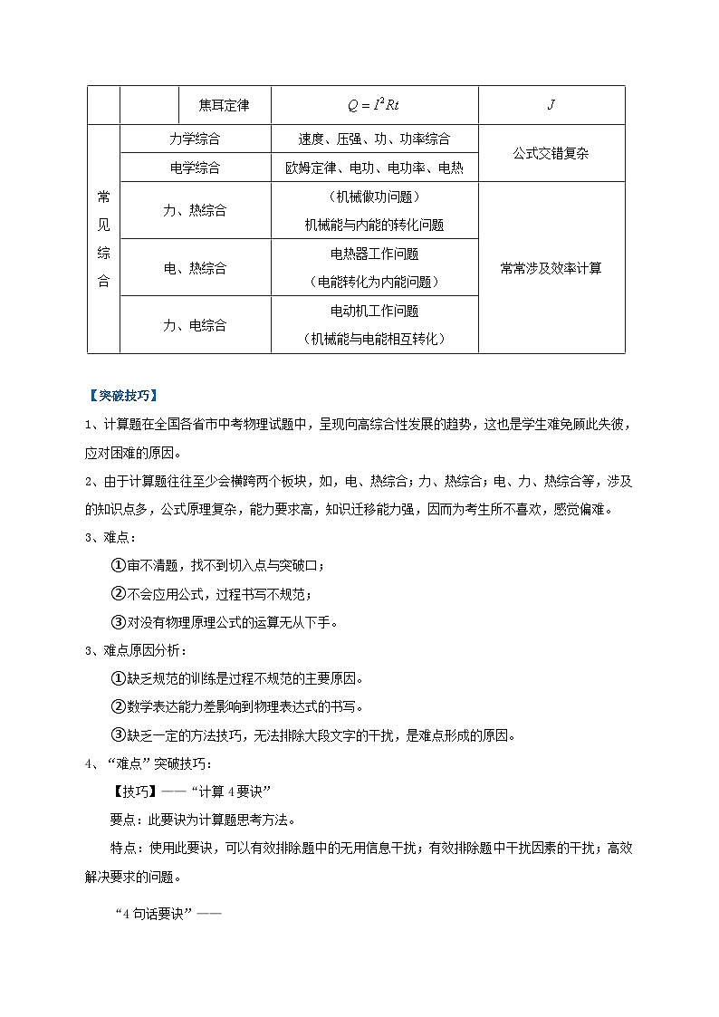 中考物理二轮复习难点剖析+真题汇编专题32  综合计算题解答技巧攻略（含解析）第3页