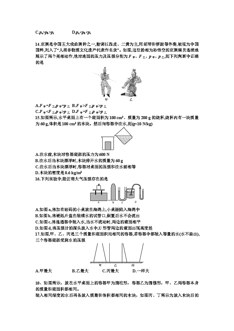 2023-2024学年沪科版物理八年级下学期期中模拟试卷第3页