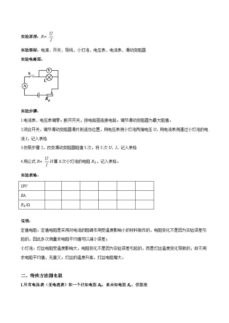 中考物理二轮复习针对性训练专题 欧姆定律之多种方法测电阻（含解析）第2页