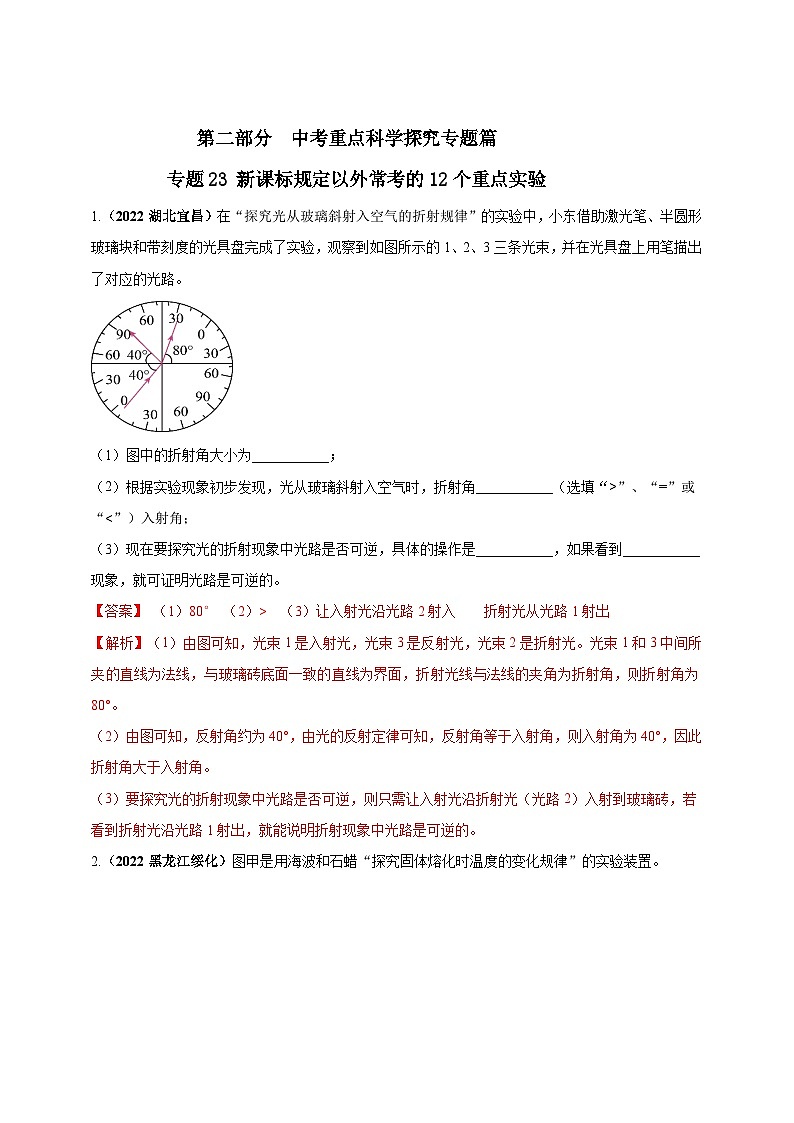 中考物理二轮复习题型突破练习专题23 新课标规定以外常考的12个重点实验（含解析）第1页