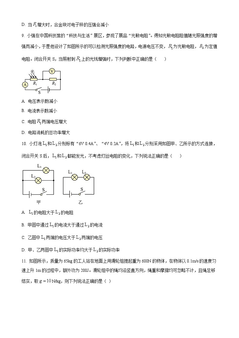 2024年北京市东城区北京二中教育集团中考一模物理试题（原卷版+解析版）03