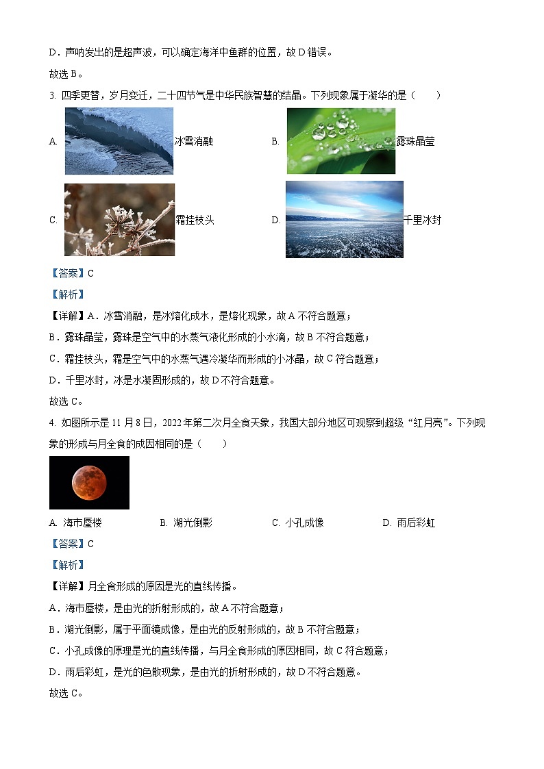 山东省宁津县大赵中学2023-2024学年度下学期3月份月考检测9年级物理试题 （原卷版+解析版）02