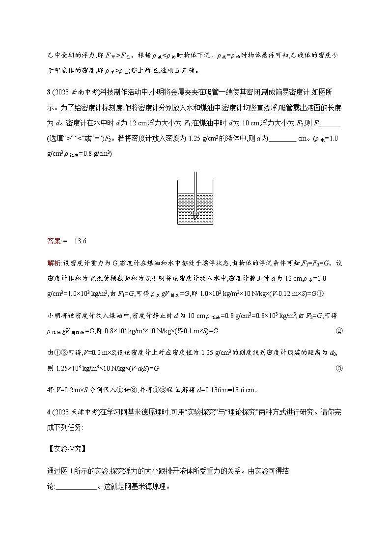 人教版物理中考复习第2单元第10课时浮力练习含答案第2页