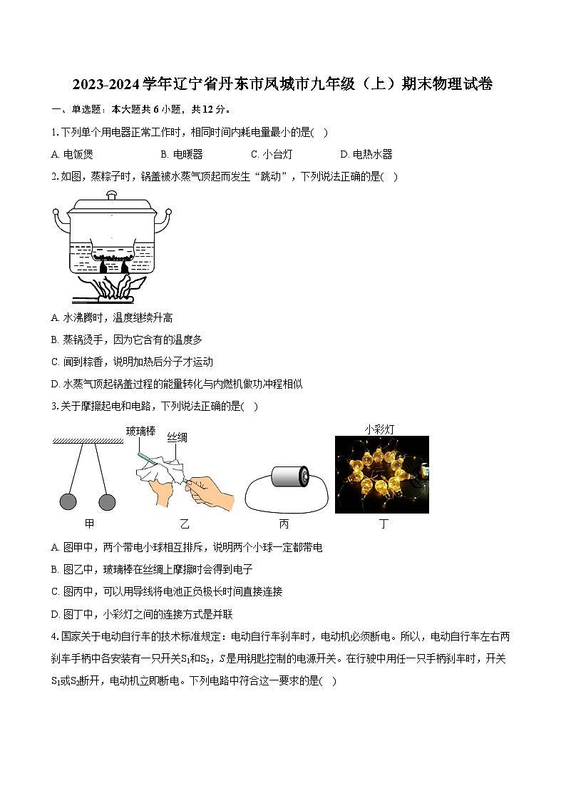 2023-2024学年辽宁省丹东市凤城市九年级（上）期末物理试卷（含详细答案解析）第1页