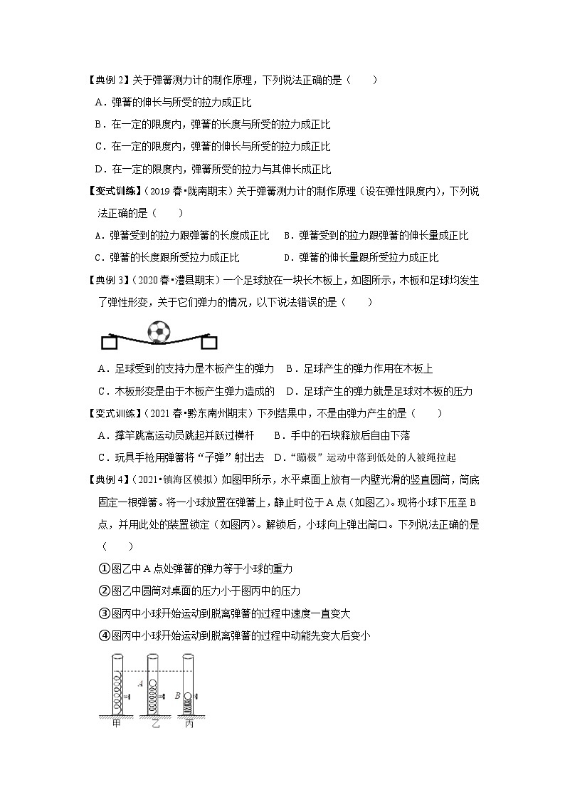 人教版八年级物理下册同步考点专题训练专题01三种力的现象及辨析(原卷版+解析)02