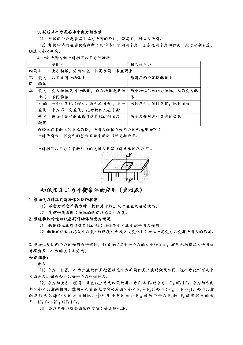人教版八年级物理下册同步教学综合备课资源8.2二力平衡(原卷版+解析)第2页