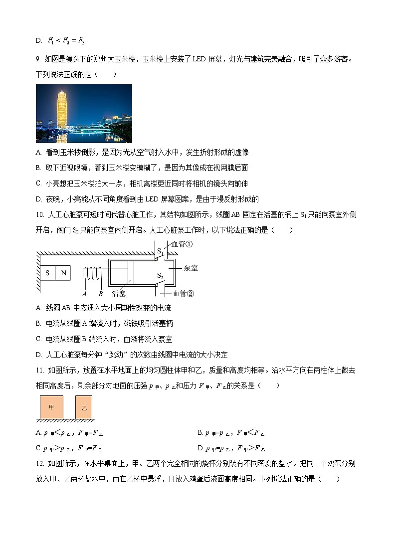 2024年河南省商丘一中中考物理一模试卷（原卷版）第3页