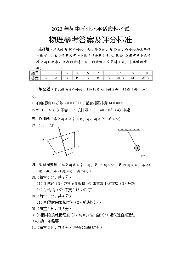 云南省昆明市西山区2023年中考二模物理试题01