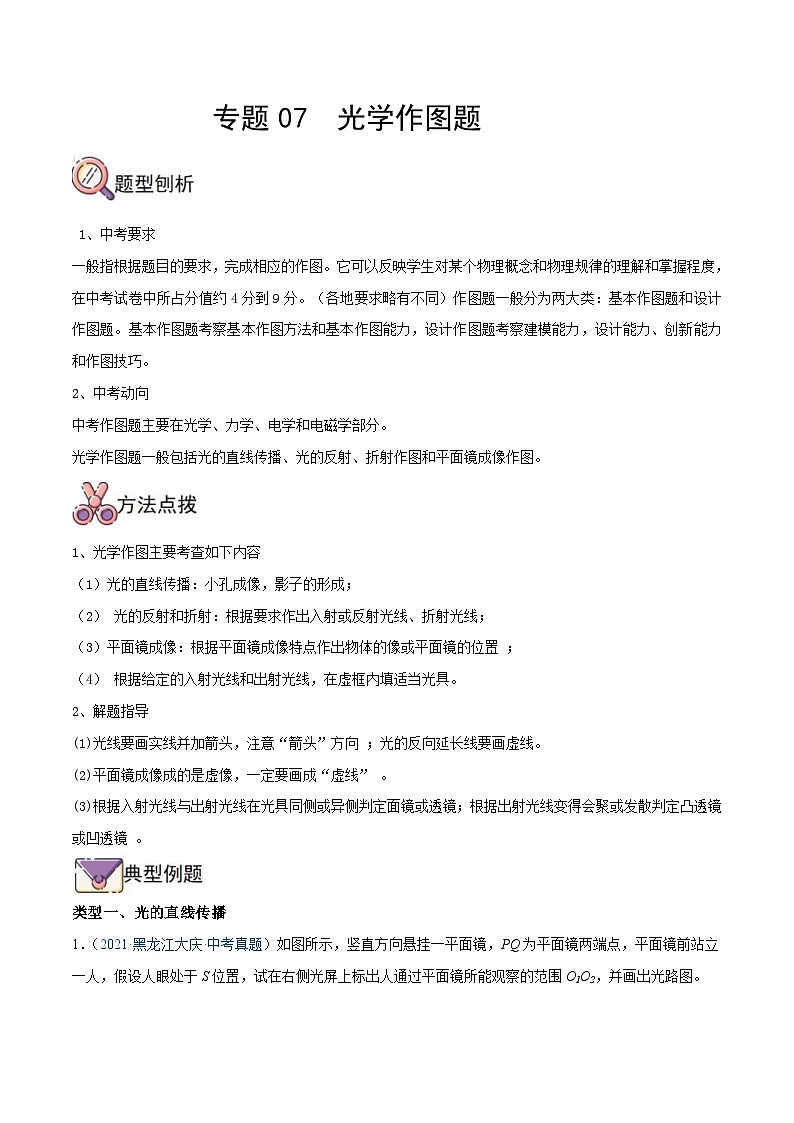 中考物理二轮复习提升练专题07  光学作图题（含解析）01