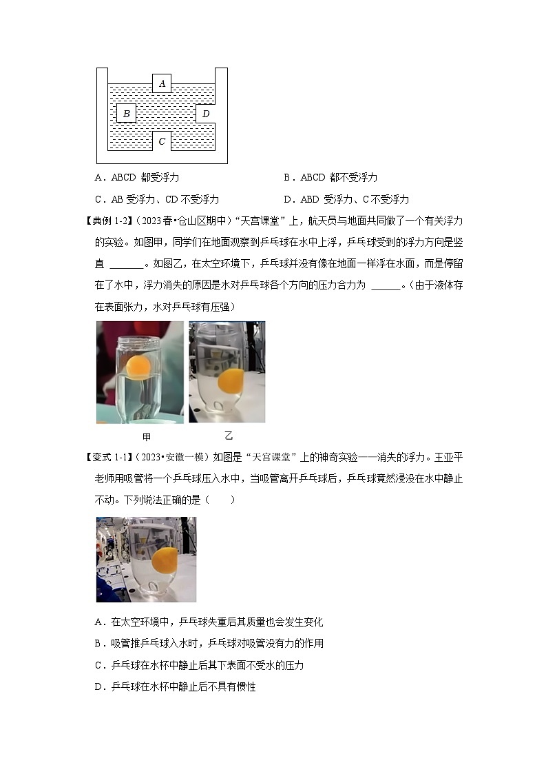 2024年苏科版2024年苏科版八年级下册物理阶段性考试知识点复习与专题训练-专题11  浮力综合题型训练（原卷版）03
