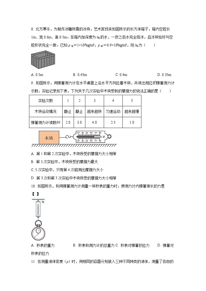 江苏省南京市2023-2024学年八年级物理下学期期中复习卷03