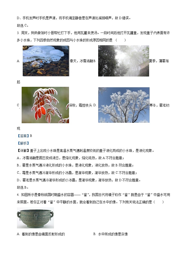 2024年山西省大同市新荣区三校联考一模物理试题（原卷版+解析版）02