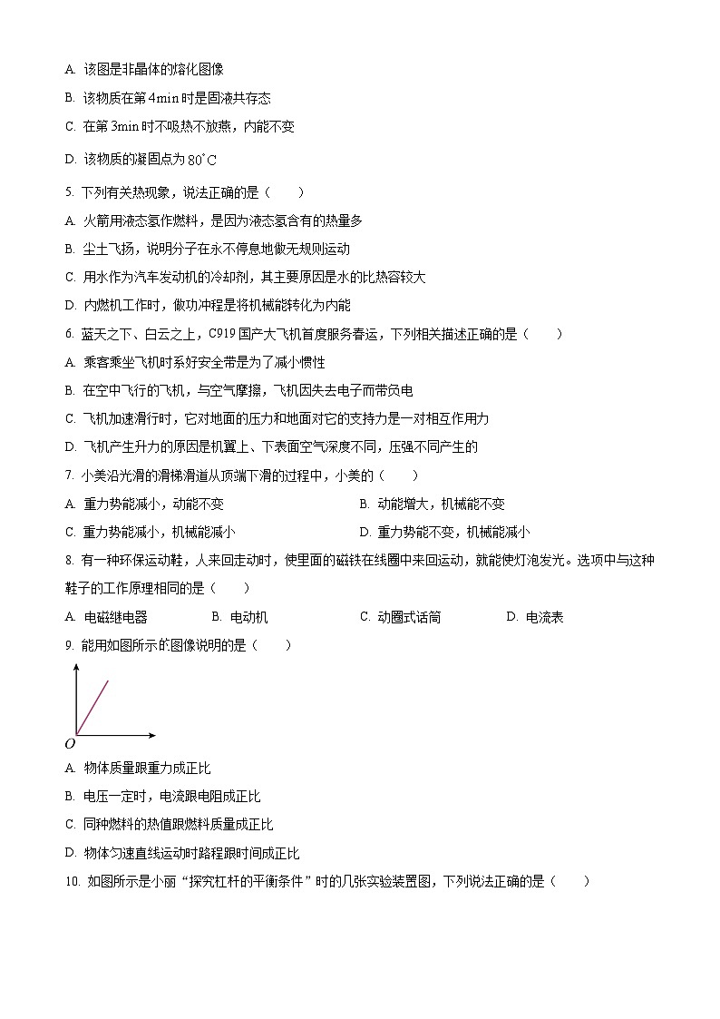 2024年山东省菏泽市第一中学中考一模考试物理试题（原卷版+解析版）02