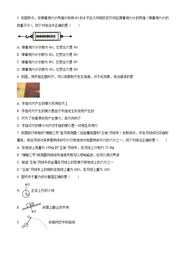 湖北省孝感市云梦县伍洛镇伍洛初级中学2023-2024学年八年级下学期3月月考物理试题（原卷版+解析版）02