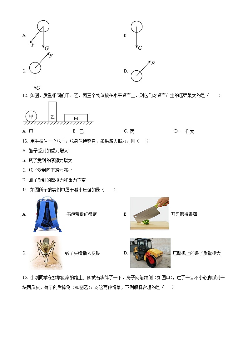 山东省枣庄市峄城区东方学校2023-2024学年八年级下学期3月月考物理试卷（原卷版）第3页