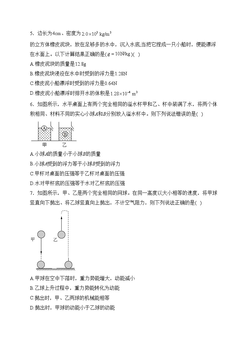 安徽省滁州市定远中学2022-2023学年八年级下学期5月质检物理试卷(含答案)第2页