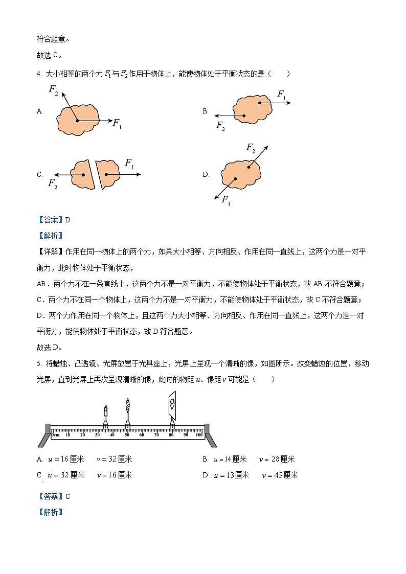 2024年上海市闵行区九年级中考二模物理试卷（解析版）第2页