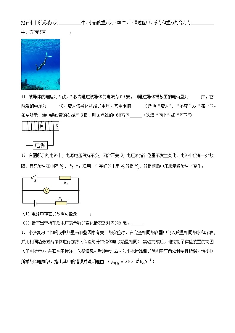 2024年上海市闵行区九年级中考二模物理试卷（原卷版）第3页