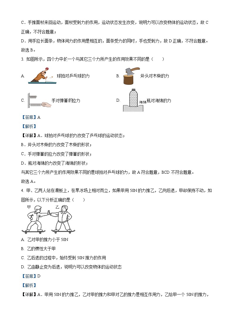 湖南省长沙市紫金中学2023-2024学年八年级下学期第一次月考物理试卷 （原卷版+解析版）02
