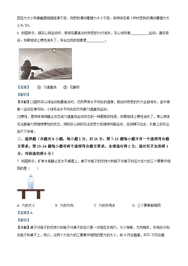 河南省项城市第一初级中学2023-2024学年八年级下学期第一次月考物理试题（原卷版+解析版）03