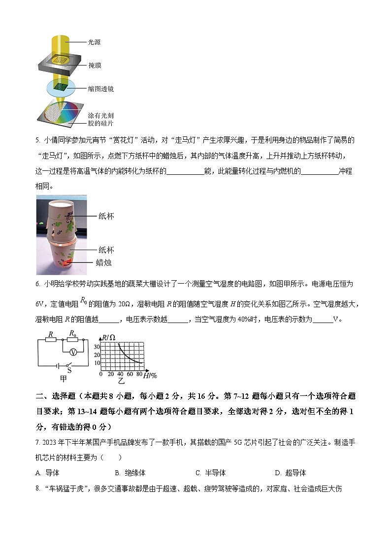 2024年河南省信阳市光山县中考一模物理试题（原卷版+解析版）02