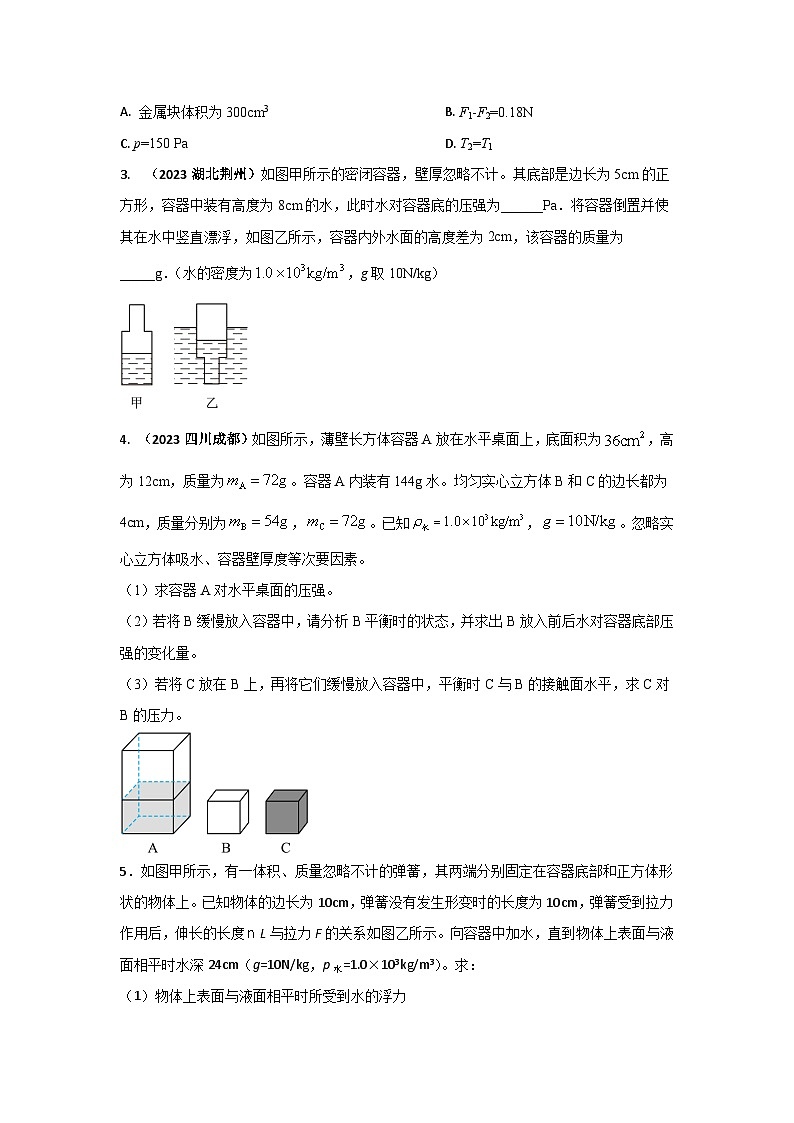 专题22 压强与浮力综合计算中考考题（原卷版）第2页