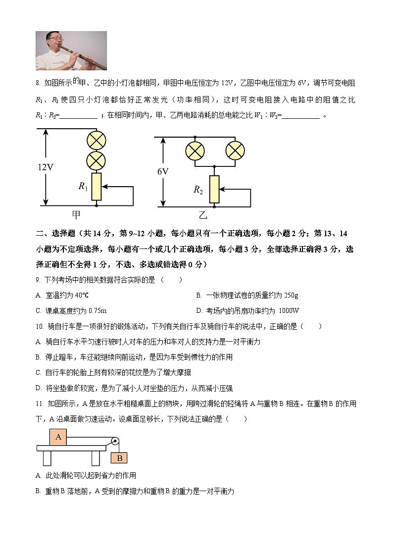 江西省九江市第十一中学2023~2024学年九年级下学期物理第一次模拟试卷（原卷版）第2页
