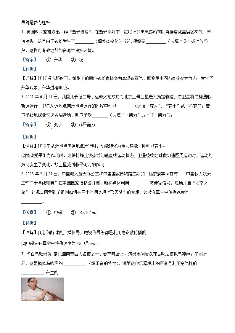 江西省九江市第十一中学2023~2024学年九年级下学期物理第一次模拟试卷（解析版）第2页