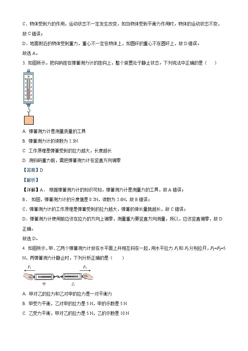 山东省德州市第五中学2023-2024学年度下学期第一次月考八年级物理试题（原卷版+解析版）02