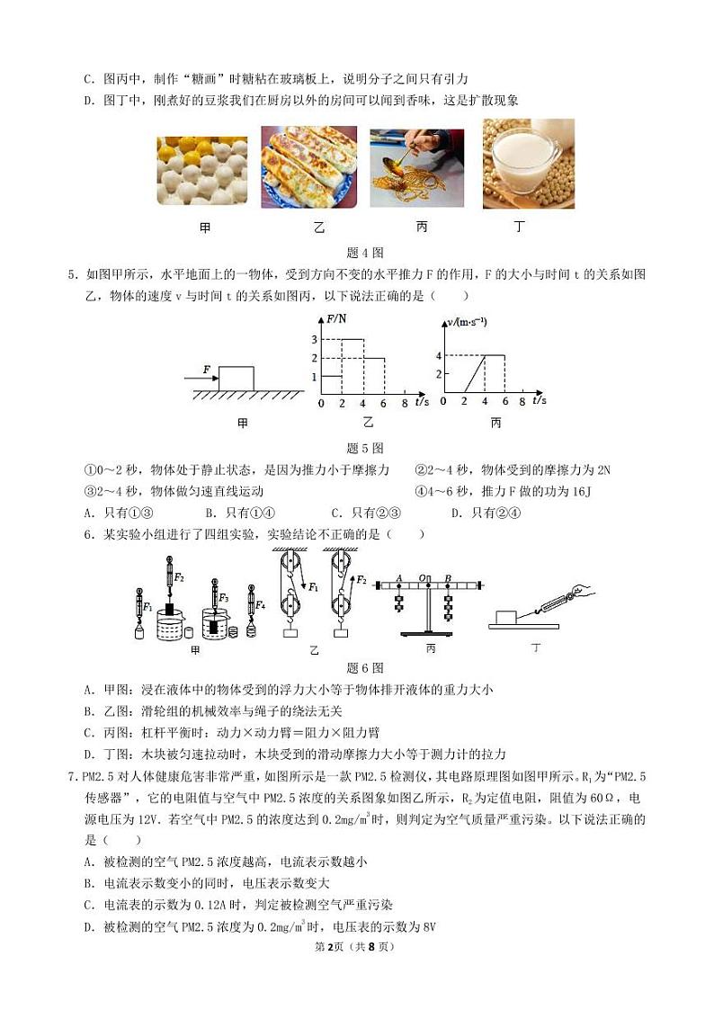 惠州一中教育集团2023-2024学年第二学期九年级阶段性教学质量监测-物理试卷第2页