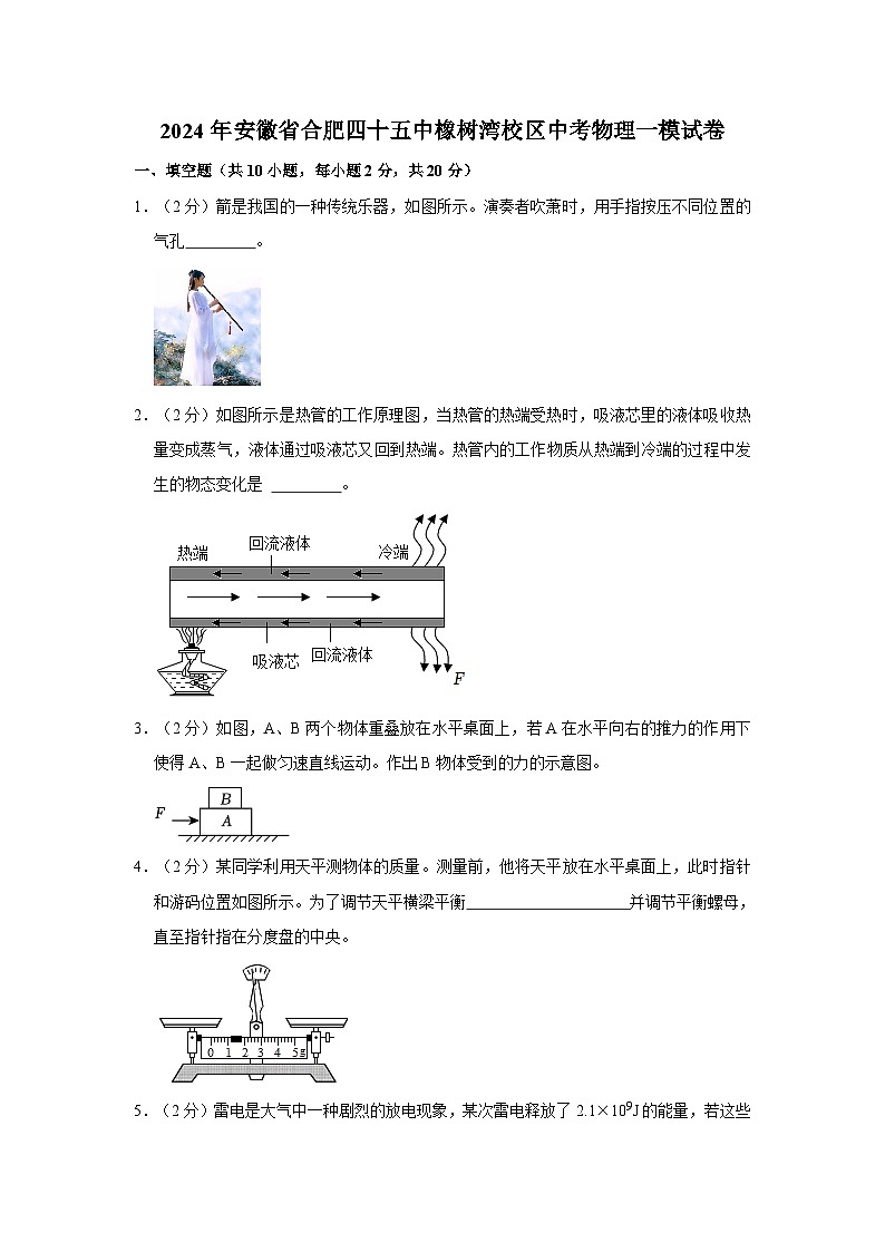 2024年安徽省合肥四十五中橡树湾校区中考物理一模试卷第1页