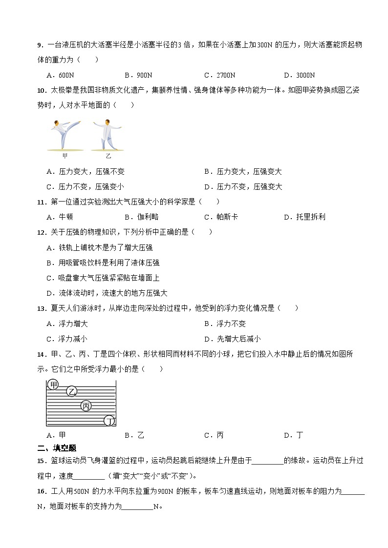 福建省龙岩市2024年八年级下学期期中考试物理试题（附答案）第3页