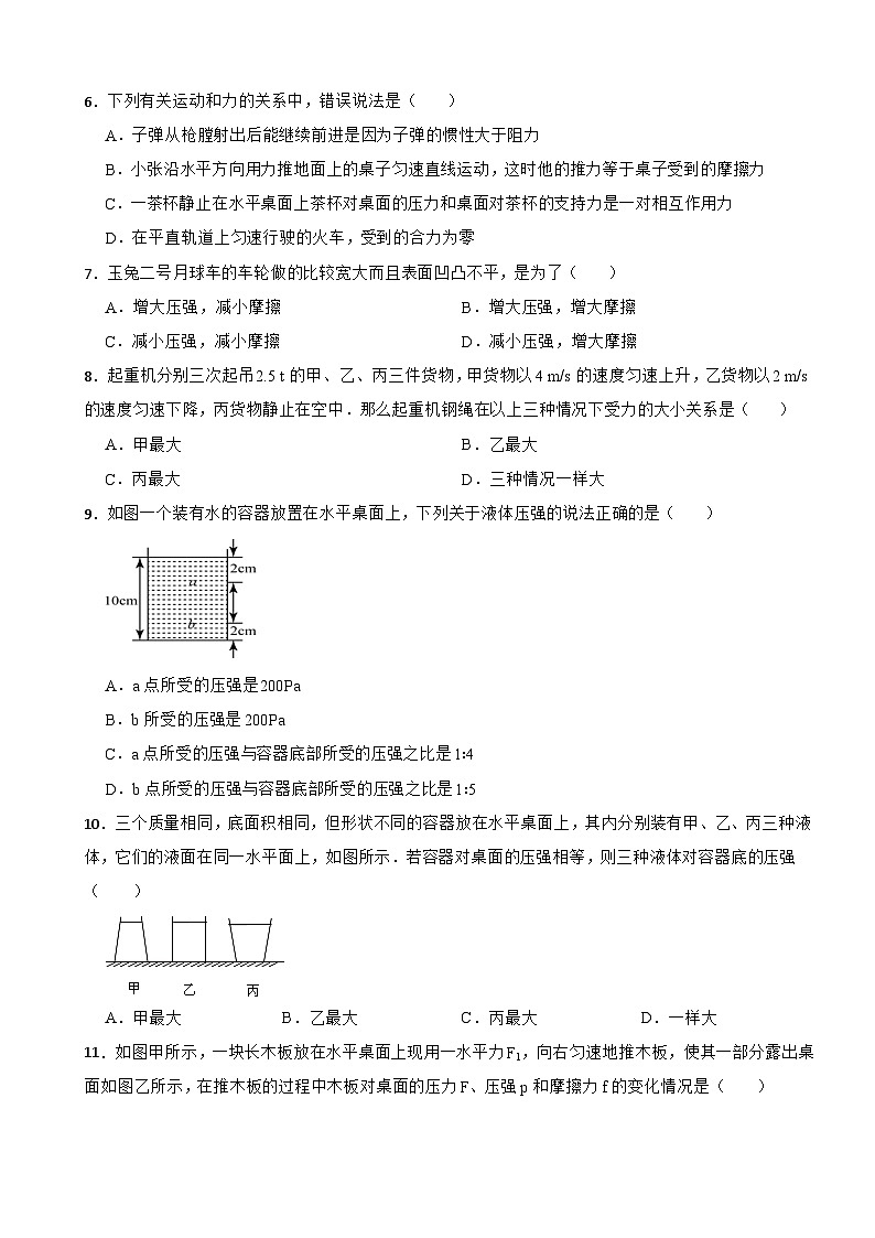 福建省龙岩市2024年八年级下学期期中物理试卷（附答案）第2页