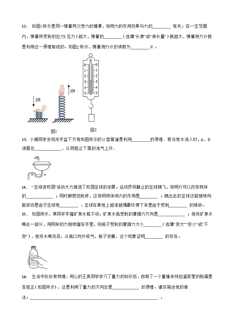 河南省三门峡市2024年八年级（下）物理期中试卷（附答案）第3页