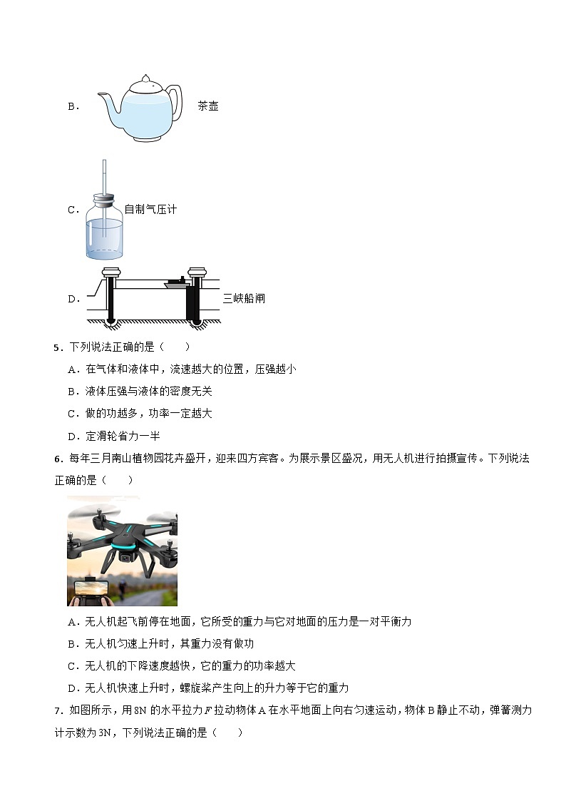 重庆市2024年八年级下学期期中物理试题（附答案）第2页