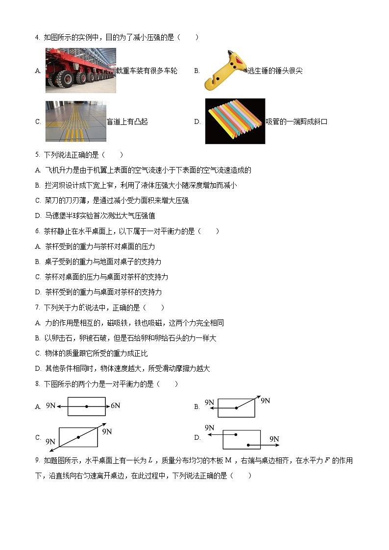 海南省海口市海南师范大学附属中学2023-2024学年八年级下学期四月月考物理试题B卷（原卷版+解析版）02